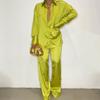 2022 Venda quente europeia e americana Amazon moda feminina Wish cetim multicolor solto casual terno europeu e americano