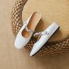 Zapatos Mary Jane Estilo Francés para Mujer Primavera y Otoño 2025 Nuevos Perla Boca Baja Piel Suave con Falda Planos Zapatos de Leche Medio Zapato