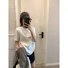 Camiseta Blanca de Puro Algodón de Manga Corta para Mujer, Nuevo Estilo Verano 2026, Color Sólido Versátil Holgada Camiseta Básica