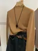 Camisa Básica de Lã Tricô Gola Alta Meia-Calça Feminina, Novo Estilo Outono/Inverno, Suéter Top Slim Fit Fashion de Alta Qualidade