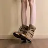 Botines con Cordones Estilo Retro Primer Encuentro Botas de Moda Versátiles Adelgazantes Estilo Desierto Occidental para Mujer Botas Martin Atmosféricas