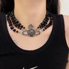 Collar nuevo de diamantes de tres capas para Mujer Nuevo collar retro oscuro personalizado corto para clavícula