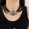 Collar de Tres Capas con Diamantes Completos para Mujer, Nuevo Estilo Vintage Oscuro, Cadena de Collar Corta Distintiva para Clavícula