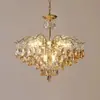 Lustre de cristal galvanizado em ferro forjado estilo francês pós-moderno para sala de estar, hall, quarto, quarto principal, sala de jantar, luz de cristal romântica