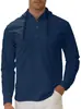 Camisa Casual Masculina com Capuz e Gola Henley de Manga Longa, Marca Independente Transfronteiriça, Outono, Casual, Fechamento por Botões, Respirável