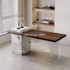 Mesa de Chá e Conjunto de Cadeiras para Varanda de Apartamento Pequeno em Noz Preto Sul-Americano para Casa, Mesa de Chá Moderna Simples de Luxo Leve