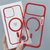 Capa Magnética de Acrílico Fosco com Furo Grande para Celular Samsung S26, Adequada para S25 Ultra, com Bordas Coloridas e Moldura Magnética Grande de Espelho
