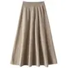 Nova saia midi de lã, peso pesado, saia plissada para mulheres, espessa, macia e quente, elegante