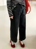 Jeans vintage de pierna ancha de cintura alta para mujer talla grande 2026 otoño versátiles casuales de pierna recta para mujer talla grande