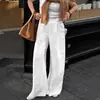 FCB combinado con pantalones casuales blancos de algodón y lino para mujer, colección de verano 2026, estilo callejero europeo y americano, de cintura alta, ligeros