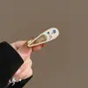 Grampo de Cabelo Elegante com Pérolas para Mulheres, Presilha de Metal com Laço Preto, Presilha Lateral de Alto Padrão, Presilha para Franja, Simples Presilha Bico de Pato