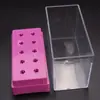 Caixa de Armazenamento com 10 Furos para Brocas de Unha com Tampa Transparente à Prova de Poeira, Suporte de Exibição de Armazenamento para Brocas de Polimento de Unha, Ferramentas para Unhas