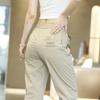 Pantalones casuales de seda de hielo negra para hombre, pantalones deportivos de verano de pierna fina, sueltos, elásticos, de secado rápido, pantalones para hombre