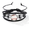 Comercio Exterior Europeo y Americano Pulsera de Cuero Luminoso Baloncesto Fútbol Béisbol Pulsera Tejida de Cuero de Vaca Hebilla de Vidrio Pulsera Fluorescente