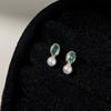 Pendientes sencillos de circonita de color pequeño para mujer, pendientes de flores frescas y dulces, pendientes franceses ligeros de lujo que combinan con todo, pendientes de alta gama.