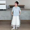 Traje de Manga Corta para Niñas 2026 Nuevo Estilo de Verano para Niñas Mayores Camiseta Falda de Encaje Infantil Ropa de Verano para Niñas Venta al por Mayor