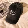 Gorra de Béisbol Lavada con Efecto Desgastado Vintage para Mujer, Ala Ancha, Corona Profunda, Adelgazante, Bordada, Gorra Suave de Pato para Exteriores