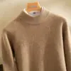Suéter de cashmere 100% puro Alashan de cinco agulhas espesso para homens, gola alta discreta, quente, cor sólida, tricô simples para usar em camadas