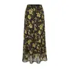 Falda Larga de Verano Nueva Moda Estilo Resort Francés Floral Ajustada al Cuerpo Falda Cola de Pescado Cintura Alta Delgado para Mujer