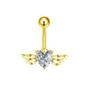 E-commerce transfronteiriço europeu e americano mais vendido Asas de anjo piercing de umbigo com zircônia em formato de coração asa argola de umbigo joia piercing Amazon
