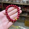 Pulseira de Cinábrio de Círculo Único com Acessórios Dragão Bebê Banhados a Ouro Cobre, Design Original Novo de Boutique da Moda