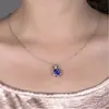 Colgante Creativo de Flor de Cinco Puntas Diamante Zafiro Tanzanita Tanzana Diamante Azul Piedra Preciosa de Color Colgante de Pétalo