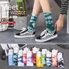 Calcetines de Algodón de Marca de Moda para Pareja Calcetines Altos Moda Urbana Estilo Hip-Hop Calcetines para Hombres y Mujeres Manualidad Tie-Dye Moda Elegante