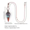 Suministro Transfronterizo Colgante Péndulo de Cristal de Color Rojo Antiguo Soporte de Flores Retro Resina Cónica Hexagonal Ágata Grava Péndulo
