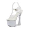 Tacones altos europeos y americanos para mujer talla grande, sandalias de plataforma impermeables con flash, tacón grueso, zapatos para pole dance, modelo de coche de verano, venta al por mayor
