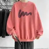 Estilo Coreano Holgado Creativo Estampado Cuello Redondo Sudadera Casual Tendencia Estilo Hong Kong Sudadera Forrada de Felpa Versátil Otoño e Invierno Nuevo