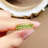 Anillo de Tsavorita Natural Transfronterizo Accesorios para Mujer Nicho Gama Alta Joyería de Plata 925 3*3 Fábrica de Joyería de Lujo Venta Directa