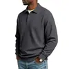 2026 Amazon Outono Novo Masculino Jacquard Texturizado Para Ir ao Trabalho Casual Estilo Simples Gola Polo Manga Longa Moletom