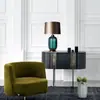 Luminária de Mesa Minimalista Estilo Americano em Vidro Verde de Luxo Leve para Sala de Estar, Quarto, Escritório de Villa, Luminária de Mesa Criativa de Designer da Moda