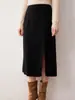 Nueva falda de cachemir para otoño e invierno para mujer, hecha de cachemir puro, con un diseño retro estilo chino, cálida y cómoda, versátil para uso casual y con una abertura.