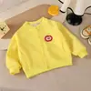 Nuevo cárdigan de manzana de dibujos animados para niños 2026, chaqueta de béisbol unisex para primavera y otoño, elegante top de punto para bebés