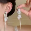 Pendientes Largos con Borlas Geniales y Elegantes para Mujer, Pendientes de Botón de Lujo Ligero y Temperamento de Alta Gama, Nuevos Pendientes Verano 2026