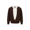 UTiiTUii Suéter Retro Estilo Universitario de Dos Piezas Falsas Otoño e Invierno para Hombres y Mujeres Parejas Estilo Artístico Prendas de Punto de Otoño e Invierno 085
