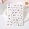 Manicure rosa Manicure japonesa de fogos de artifício deslumbrantes Adesivos série bronzeamento leve de concha Flor de prata Adesivos de unha de fogo