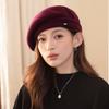 Boina de estilo francés para mujer, Otoño e Invierno 2024 Nuevo Sombrero Octogonal Japonés, Sombrero de Lana Casual Versátil para Damas