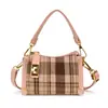 Bolso infantil de lana nuevo para otoño e invierno, bolso de mano de moda con cierre de broche y estampado de leopardo para niñas, mini bolso a cuadros elegante para niños pequeños