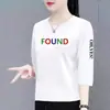 Comércio Eletrônico Transfronteiriço Comércio Exterior Camiseta de Sete Mangas Feminina Mãe de Meia-Idade Elegante Redutora de Idade Top Solto Emagrecedor