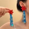 Pendientes de Borla de Flor de Tela Estilo Jardín de Monet, Estilo Fresco y de Moda, Pendientes Versátiles y de Gama Alta