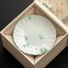 Porta-copos verde com flor de bambu pintado à mão de fábrica à prova d'água isolamento térmico almofada cerâmica acessórios para conjunto de chá kung fu estilo chinês tampa para prato de doces