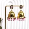 Brincos de sino de vento oco estilo étnico retrô dourado pendurados brincos de sino boêmios de alta qualidade cravejados de diamantes para mulheres