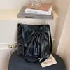 2026 Nova Bolsa Tote Plissada Retrô Estilo Coreano Bolsa Saco Elegante Versátil Bolsa Transversal