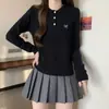 Suéter con cuello POIO bordado de lazo, top de punto de manga larga, nueva moda otoño/invierno, efecto adelgazante, capa base de punto trenzado