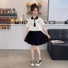 Traje de verano JK para niñas 2024 Nuevo Vestido de verano para niñas Estilo occidental Estilo universitario POLO Manga corta Conjunto de dos piezas para niños
