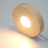 Nova Base Luminosa Redonda de Madeira Maciça, Base Luminosa de Cristal Led Bloqueadora de Luz e Anti-reflexo, Base de Copo de Vidro para Aromaterapia