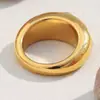Anillo Geométrico Vintage Minimalista Versátil Transfronterizo Joyería Acero Inoxidable Chapado en Oro de 18K Tres Anillos de Circonita Estilo Ins