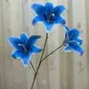 Flores Artificiales con 3 Cabezas, Lirios Adhesivos, Materiales de Decoración Floral para Fondos de Salón de Bodas Impresos en 3D, Flores Falsas Transfronterizas de Comercio Exterior